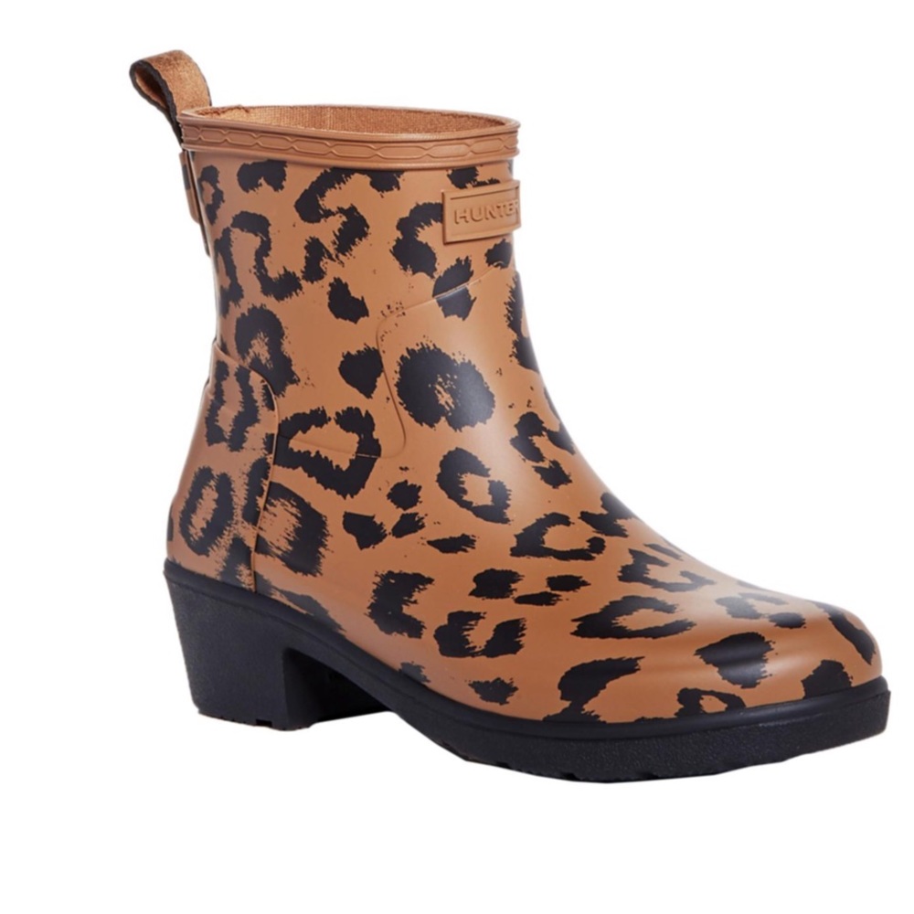 Hunter Womens Refined Block Heel Rain Ankle Boots